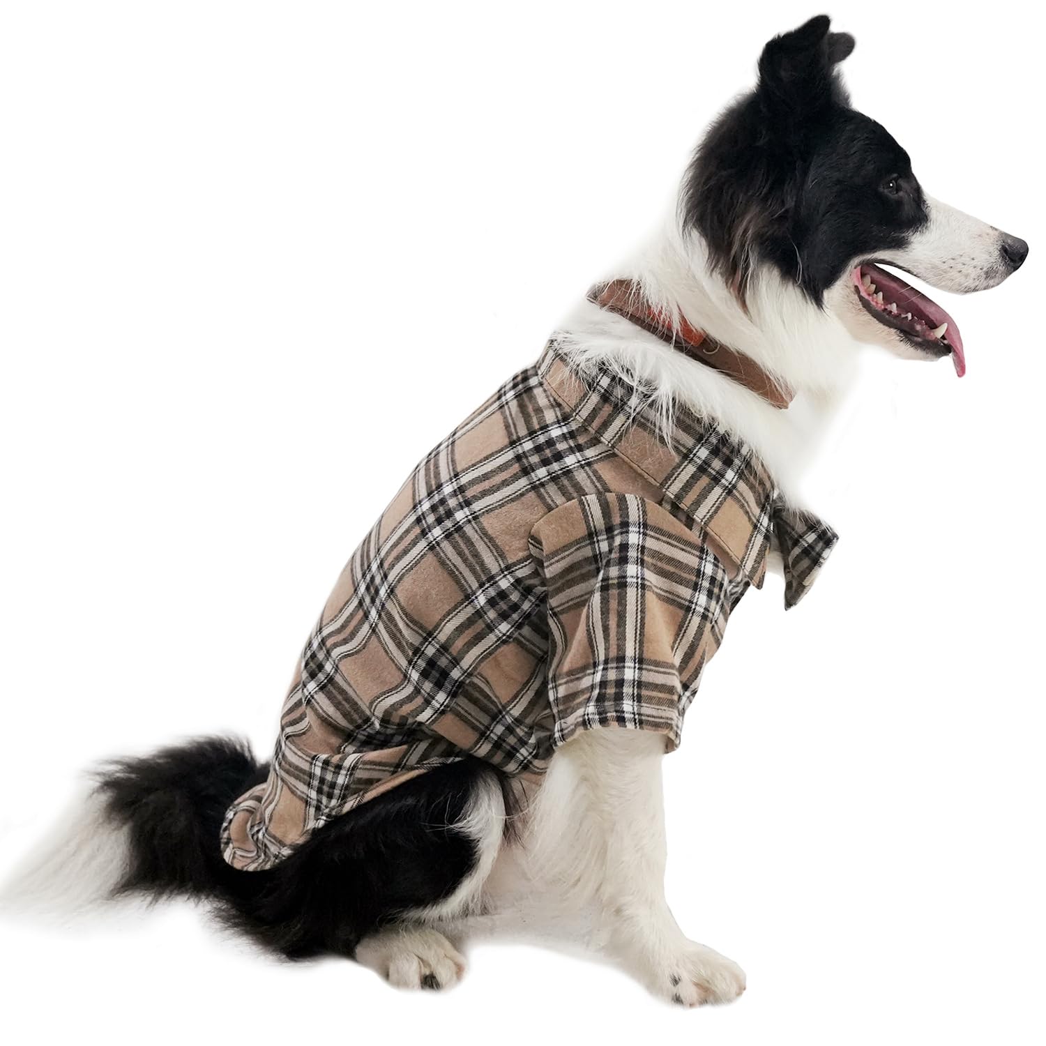 Pet Shirt Clothes for Dogs and Cats, Puppy Plaid Cotton Polo Shirts Adorable Casual Pet Apparel T Shirts (Khaki, 2X-Large) โ image 1