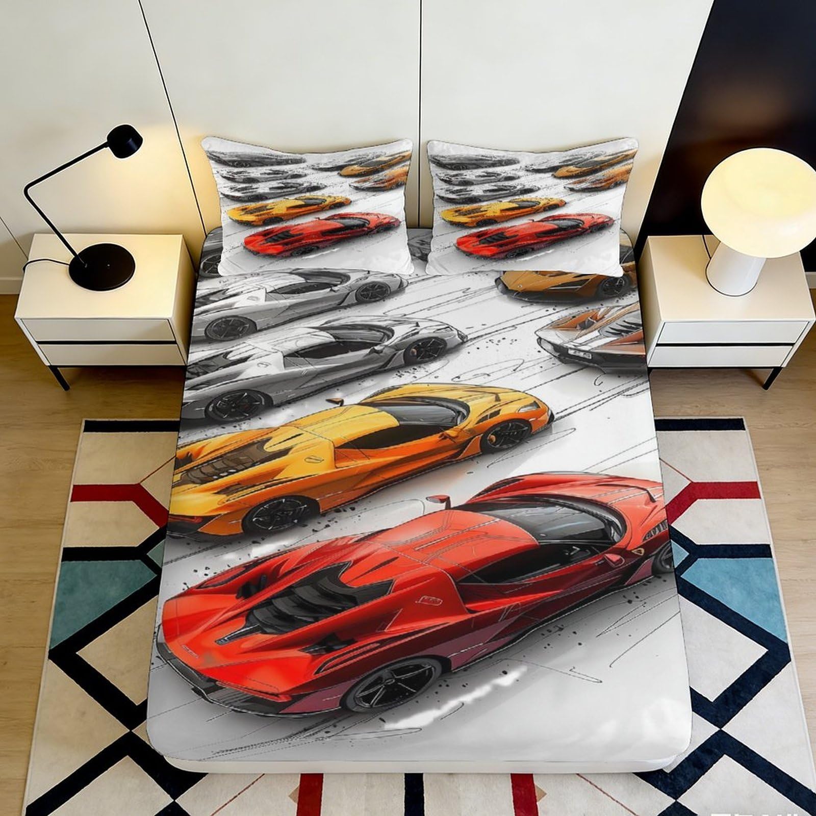 3D Printed Cute Dog Fitted Sheet Microfiber Deep Pocket Bedroom Bedding Dog Mattress Fitted Cover Full Wrap 200x200x25cm