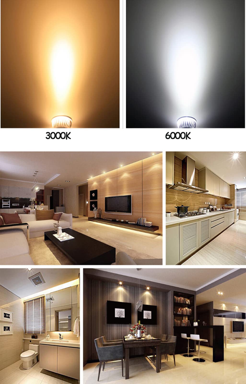 3 uds 1W 3W bombilla LED MR16 12V regulable 35mm Mini bombilla de foco GU5.3 GU10 E27 lámparas COB 220V 110V,Blanco frío GU5.3,1W de alta potencia