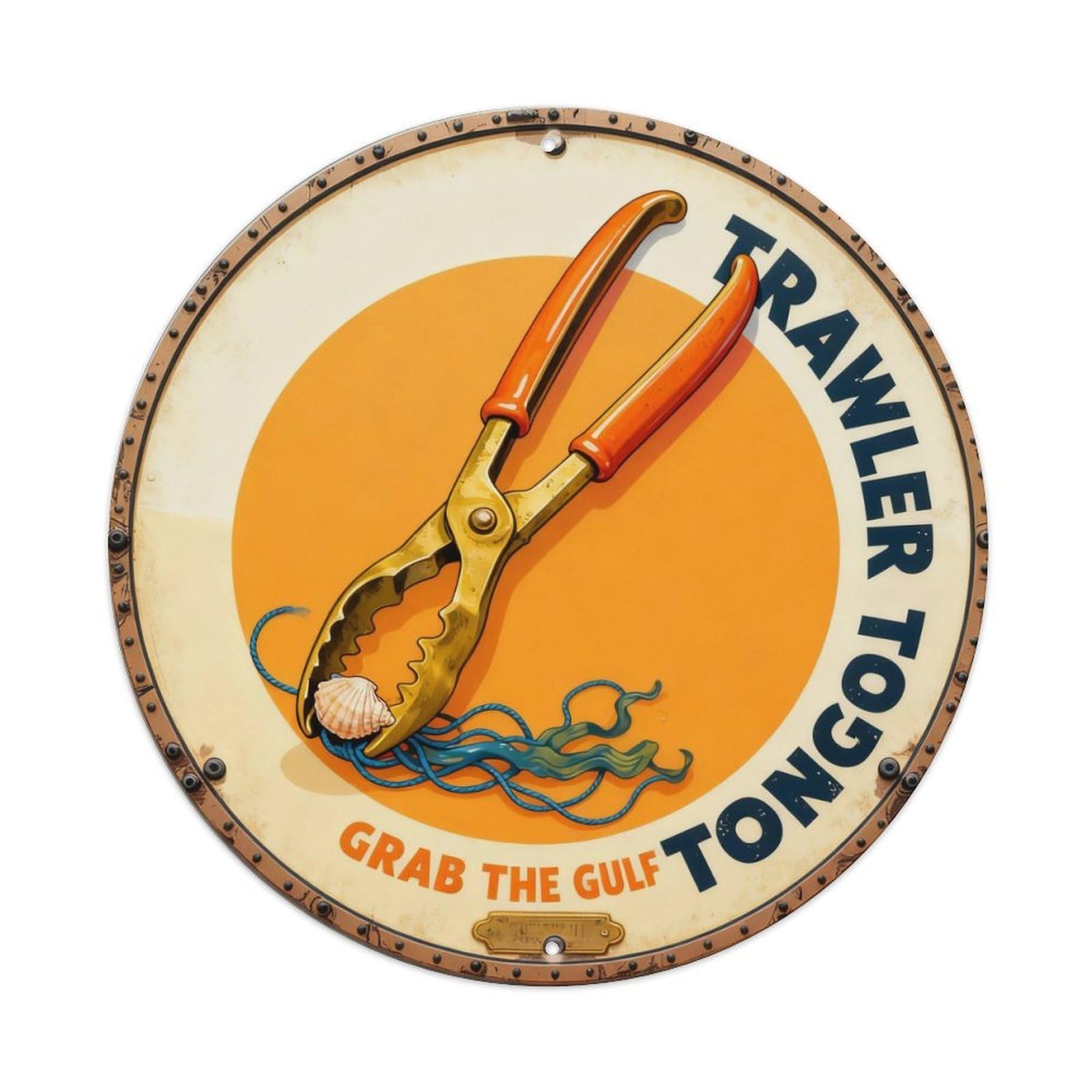 Trawler Tongs Sign Metal Tin Sign Plaque