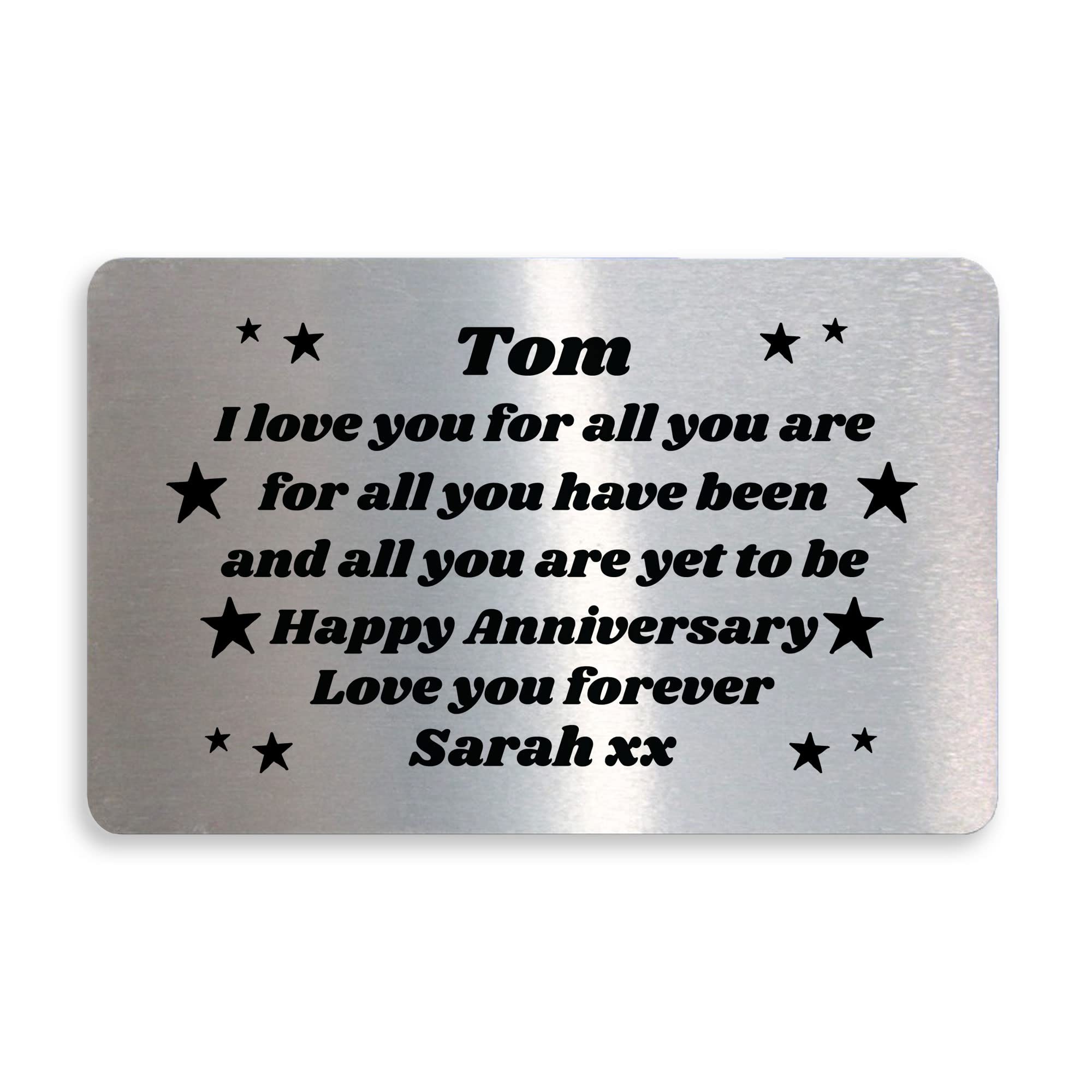 RED OCEAN Personalised Happy Anniversary Keepsake Metal Card Gift For Boyfriend Husband Gift For Him