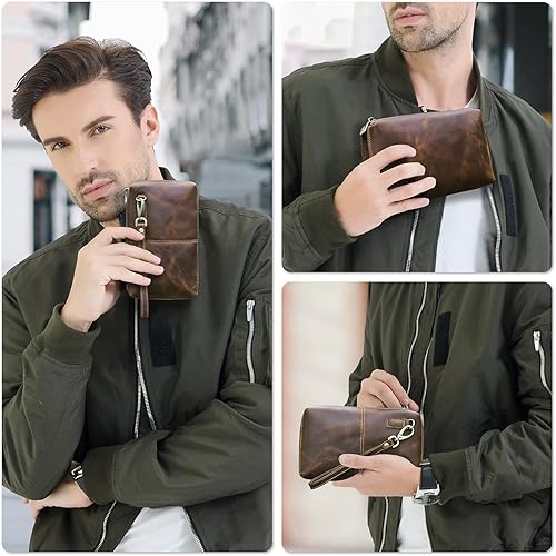 Vista 48 de Funda de piel de grano superior para hombre y mujer, múltiples bolsillos/ranuras, RFID de gran capacidad para tarjetas, cheques, dinero, pasaporte