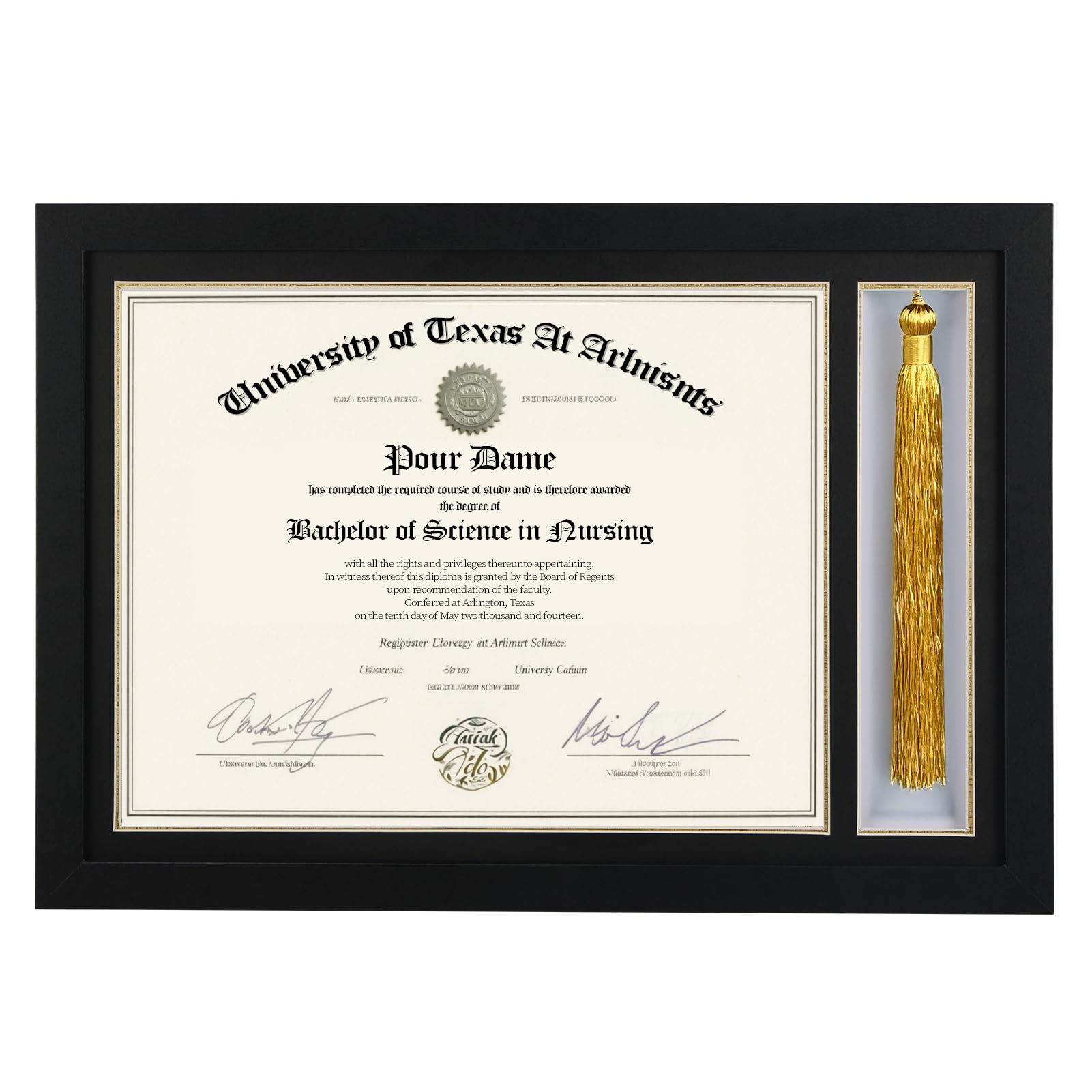 Photo 1 of Giftgarden Wood Diploma Frame with Tassel Holder, 11x15 Frame Matted to Display 8.5 x 11 Inch Degree Certificate for Graduates Graduation Gift, Black, 1 Pack