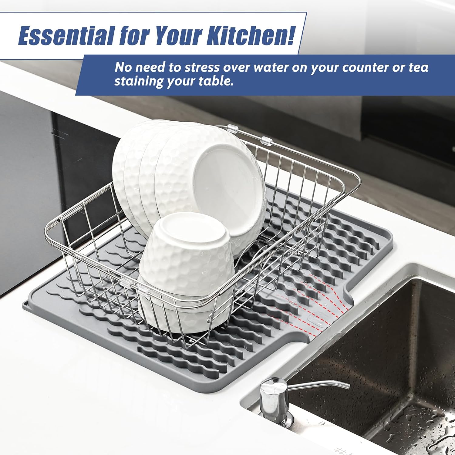 Silicone Dish Drying Mat for Kitchen Counter