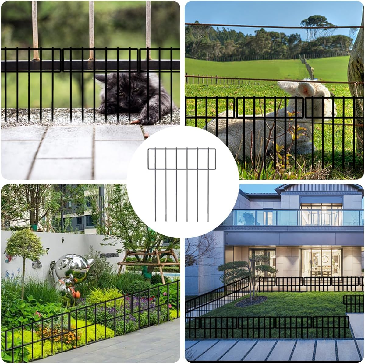 10 Pack Animal Barrier Fence, No Dig Fencing 10.8ft(L) × 12in(H) Rustproof Metal Small Garden Fence Border Metal Fence Panels Garden Fence Border for Dogs Rabbits, Outdoor Landscaped Yard