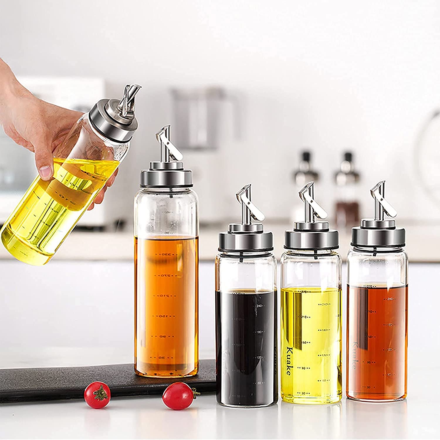 Bottiglia di distributore di Olio d'oliva Bottiglia Trasparente Bottiglie di Olio d'oliva - Olio e aceto Impostato per Cucinare da Cucina - 2 Confezione