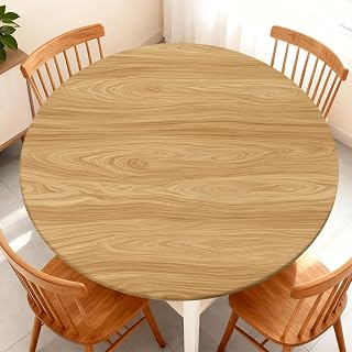 Round Fitted Tablecloth with Elastic Edge Fits 37"-44" Round Tables