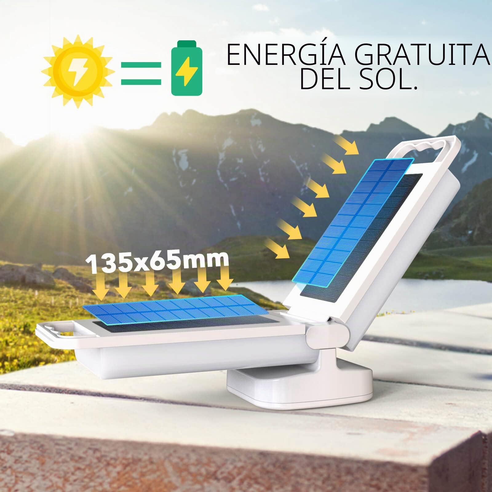 Lepwings Linterna Solar Recargable, 6000mAh Lámpara de Camping LED Solar con Control Táctil, Linterna con Batería para Acampar, Emergencias, Senderismo, Pesca y Cortes de Energía, Pack de 1