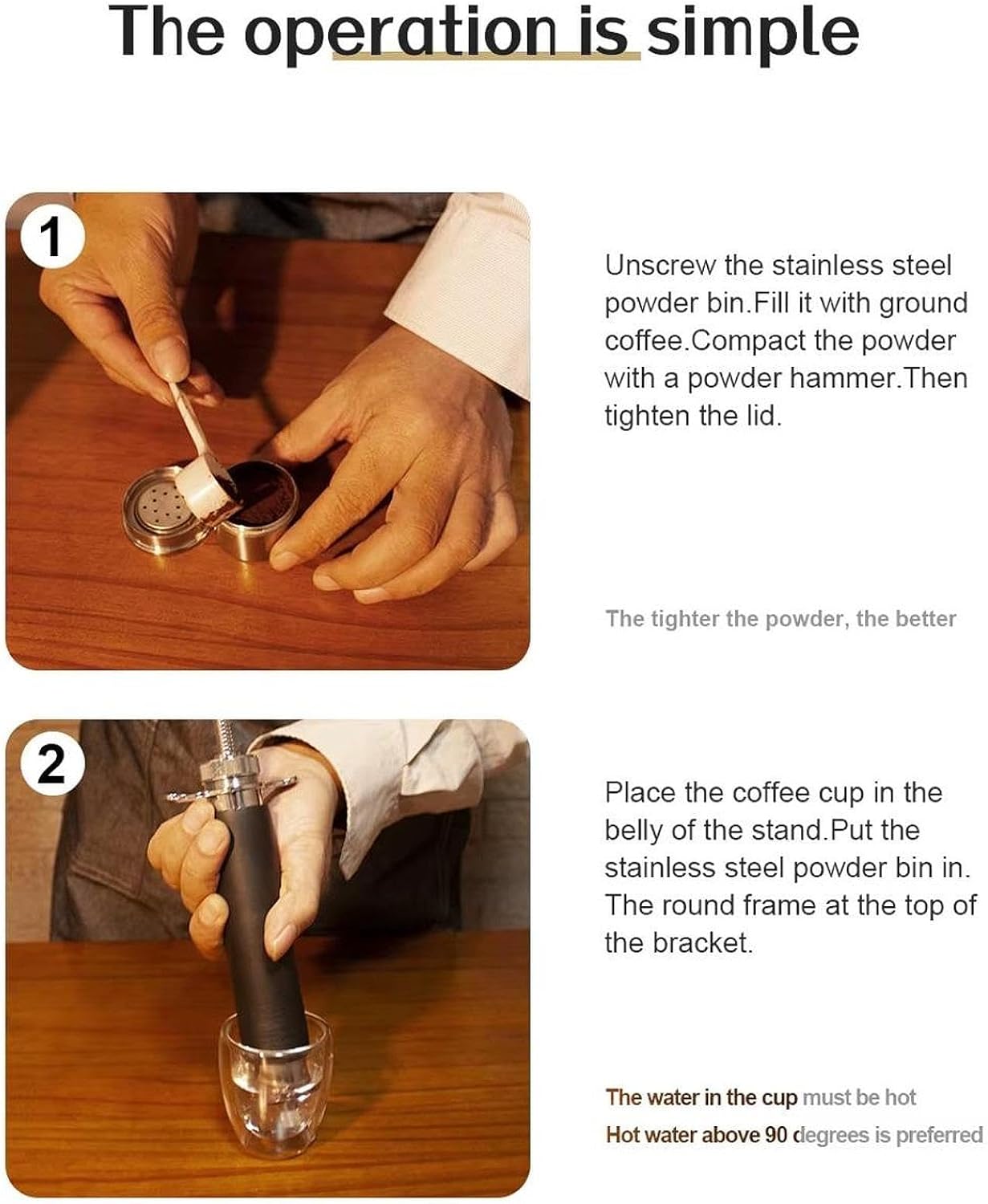 Hand Press Espresso Machine Ground Coffee Manual Extraction Tamper Home Use Household Espresso Maker Manual Coffee Machine, with Bag