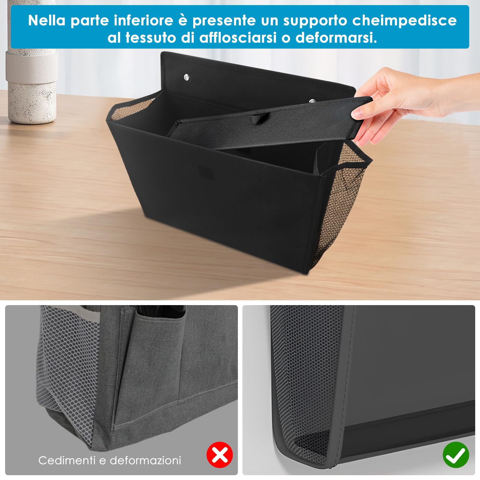 Organizer da Appendere Camper Accessori avec Autoadesivo, 34 x 29 x 14cm Pieghevole Tasca Portaoggetti per Camera da Letto, Ufficio, Accanto al Tavolo - 2 Pezzi