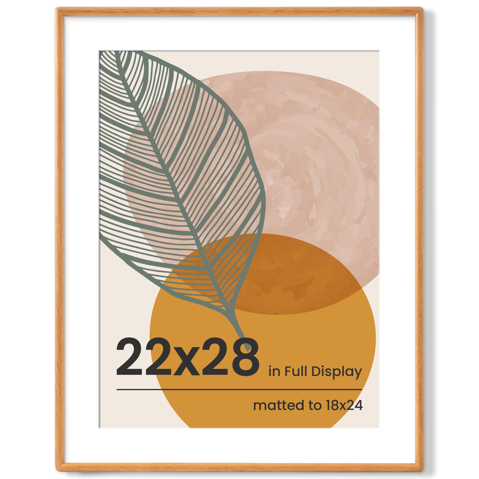 Axeman 22x28 Frame - Solid Teak Wood Picture Frame Matted to 18x24 - Rounded Corner 22 x 28 Poster Frame with Tempered Glass for Wall Display โ image 1