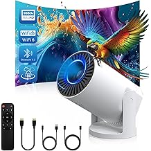 Wireless Mini Projector with WIFI 6 and 5G, 4K 1080P Support Portable Projector 180&deg; Rotatable. 17"-140" Screen Video Projector. Compatible forSmartphone, Laptop, PC