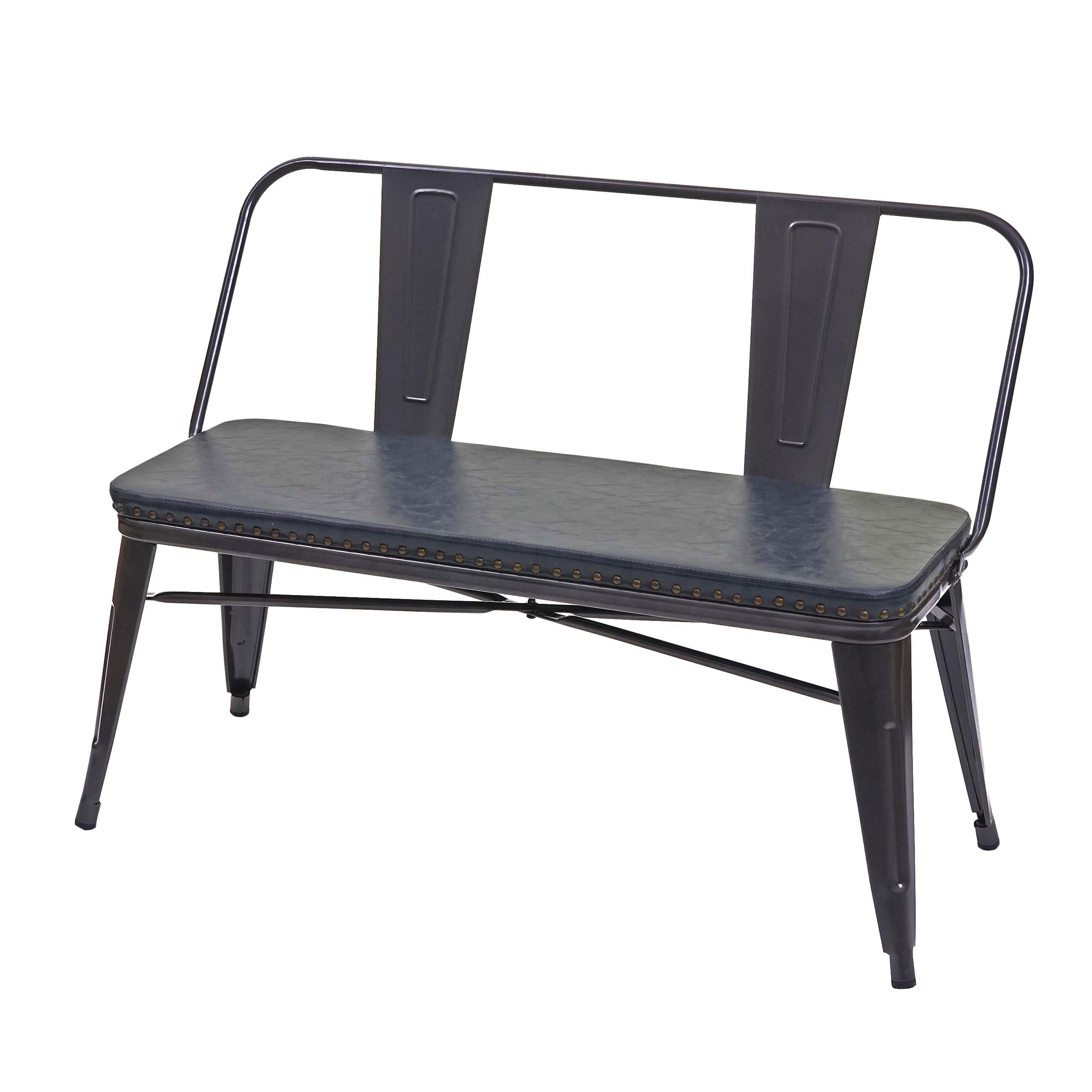 Mendler Banc à 2 Places Similicuir Noir Gris HWC-H10