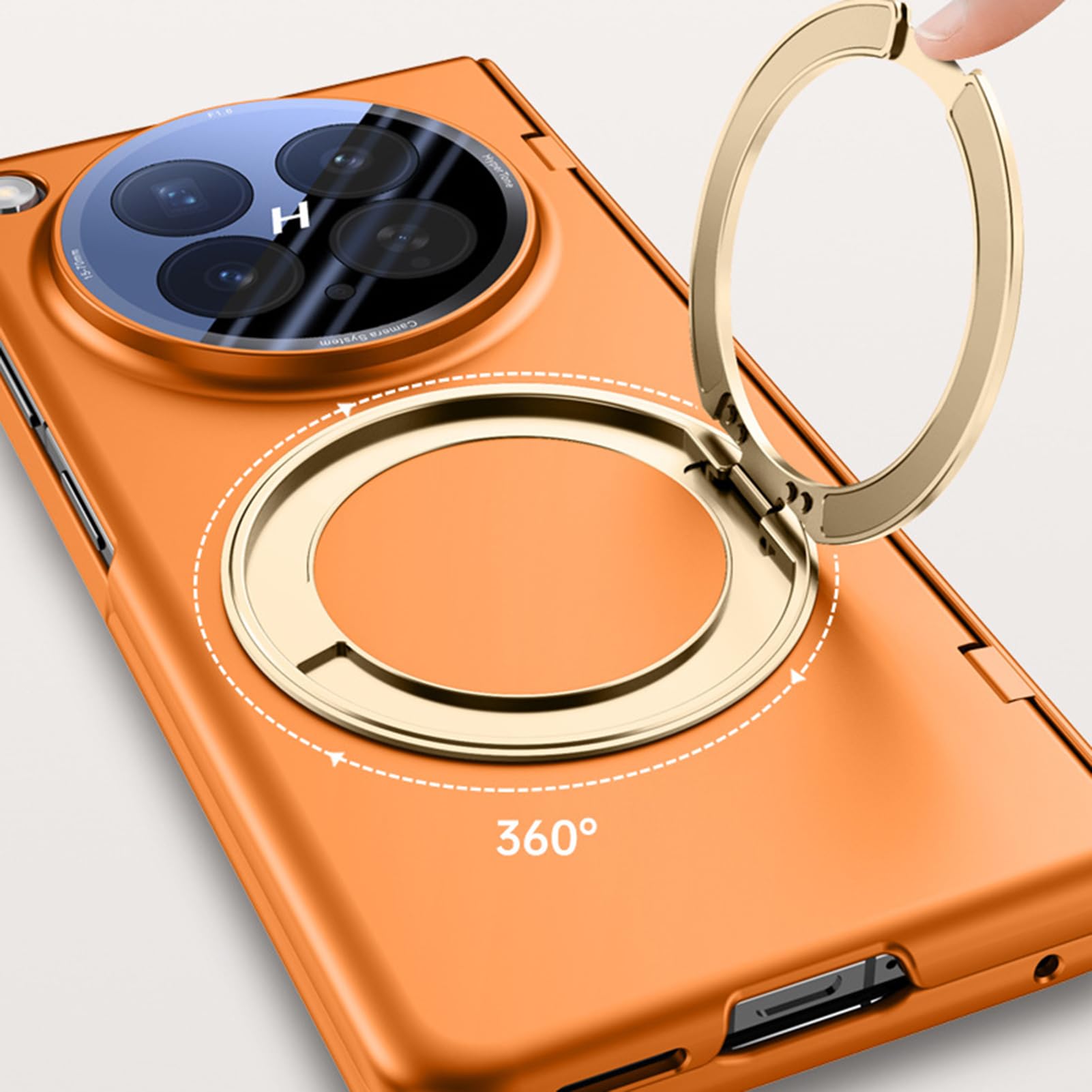 Smukłe etui do Oppo Find N6, wbudowana osłona ekranu kompleksowa obudowa magnetyczny uchwyt pierścieniowy PC zawias osłona, szary, N6