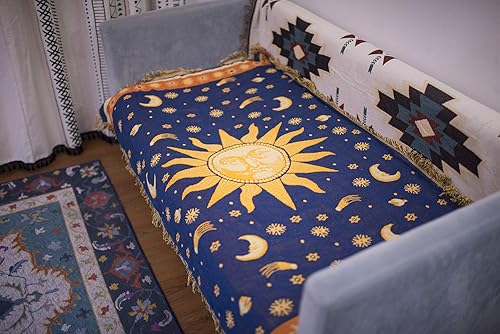 Miniatura 5 de Erke Funda de cojín con estrellas de sol y luna de 35 x 60 pulgadas para sofá, sofá biplaza, silla, decoración de muebles, decoración hippie