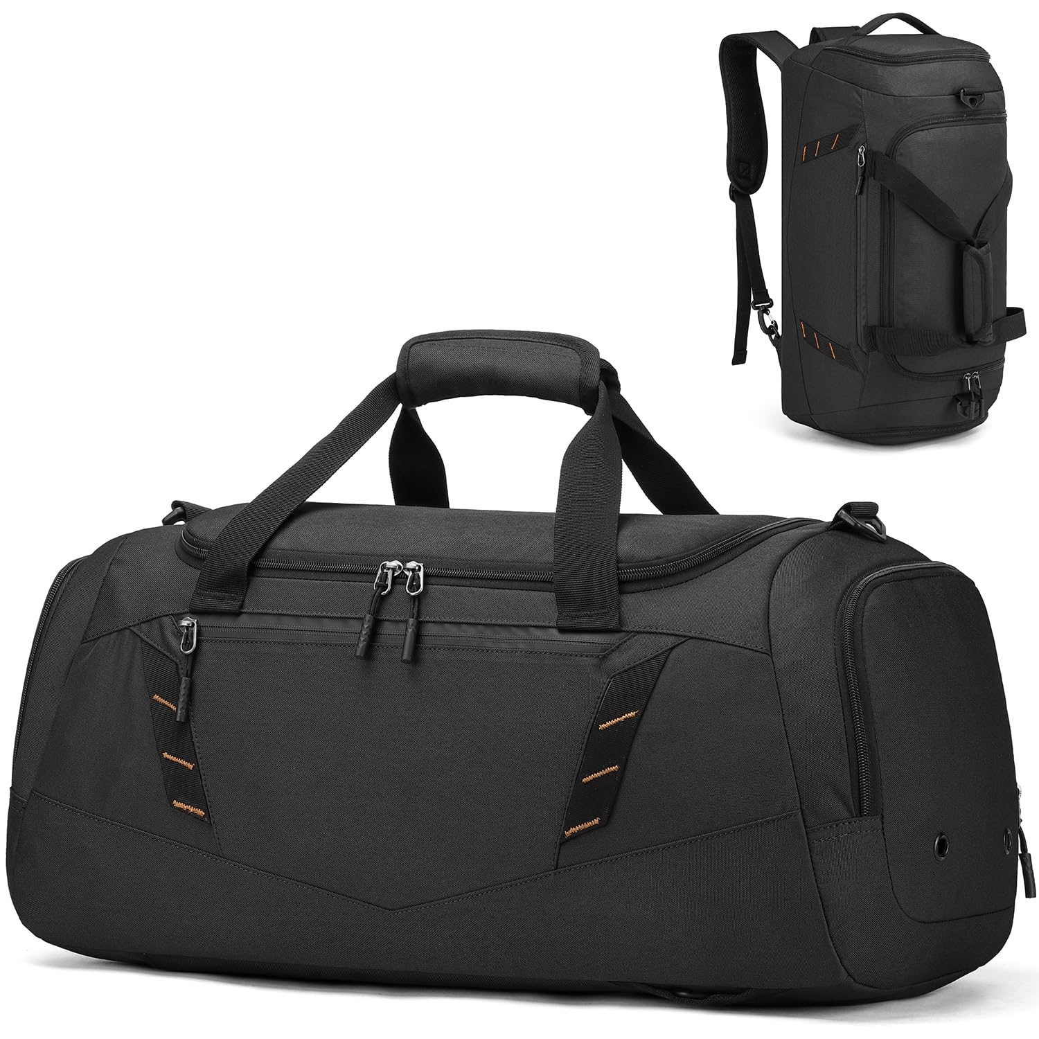Borsone Palestra Uomo Donna 40L Borsa Sportiva con Portascarpe e Tasca Umida Borsone da Viaggio con Funzione Zaino per Fitness, Sport, Gym, Campeggio, Nero