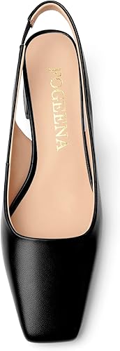 Miniatura 3 de FOGEENA Zapatos de tacón bajo de cuero grueso y liso para mujer, con puntera cuadrada, sexy, de 2 pulgadas