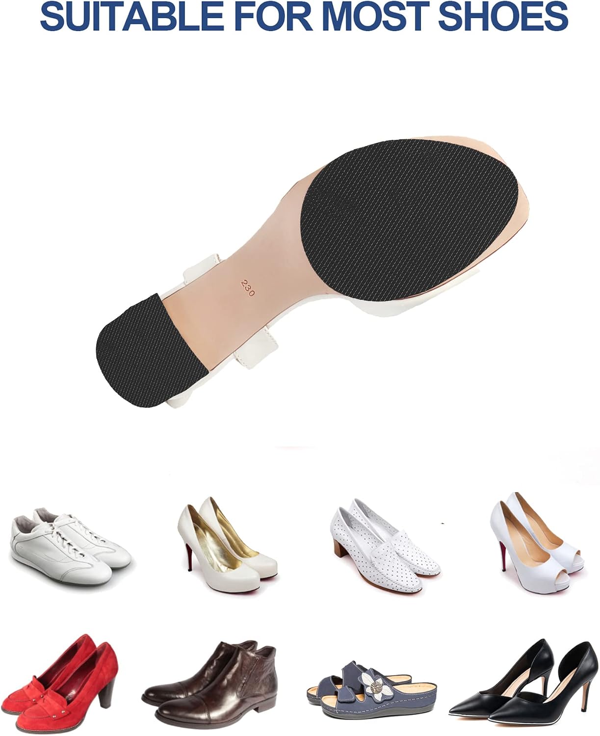Black Shoe Sole Protector,Anti Slip Shoe Grips on Bottom of Shoes - Bottom Protector - Sole Guard - Non-Slip Shoe Pads for High Heels (4.3"x3",10 Pcs Black)