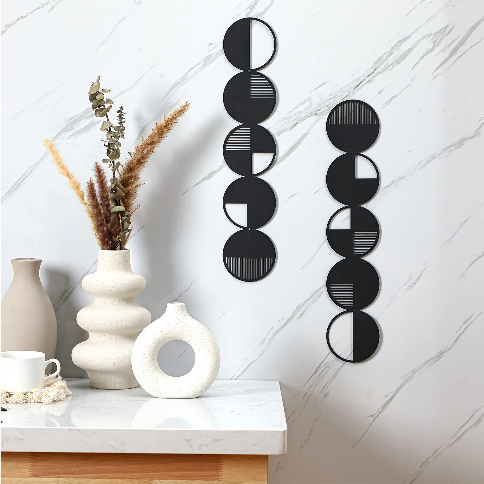 Peryiter 2 Pcs Small Metal Abstract Wall Art, 15.7" Metal Minimalist