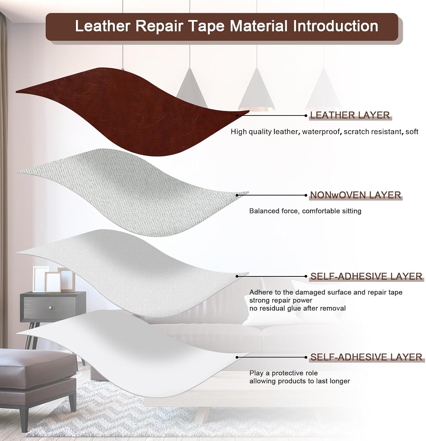 JDLUGH Leather Repair Patch Tape, 8.2x11 Inch, 2PCS, Dark Brown 3.0