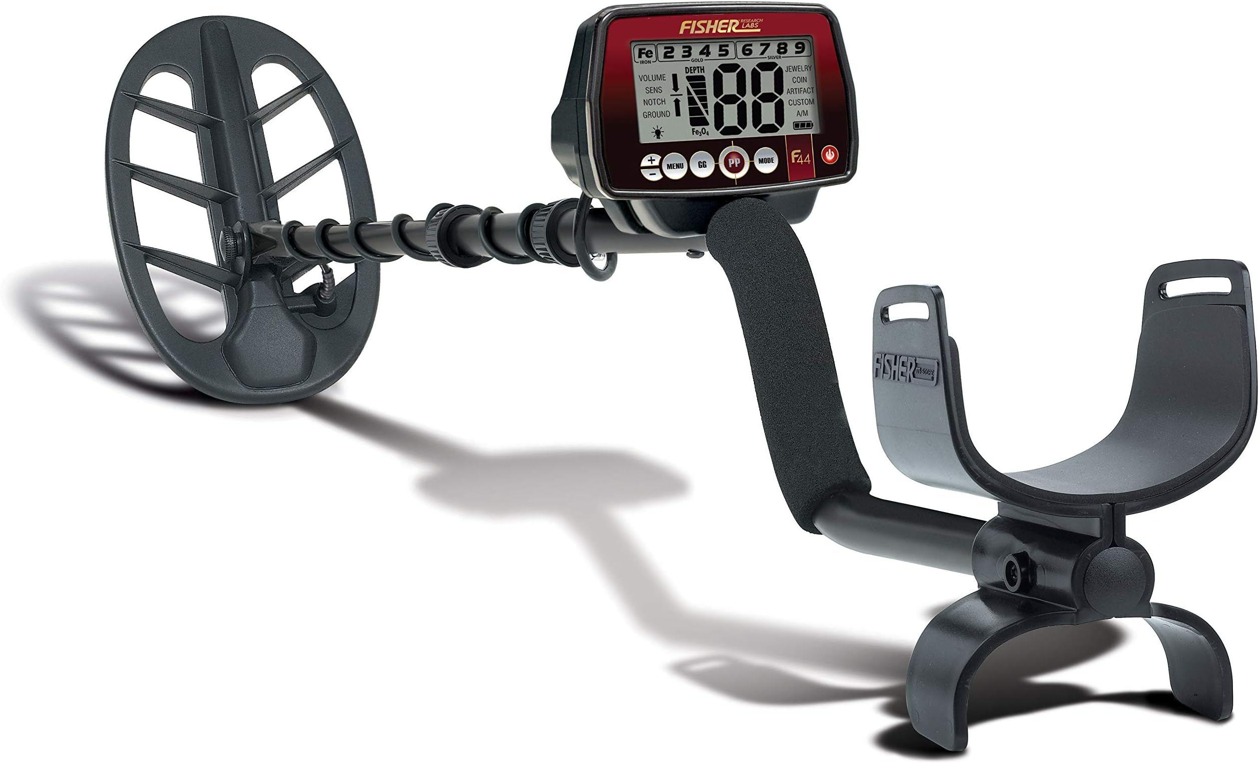 F44 Weatherproof Metal Detector with 11-inch DD Submersible Search Coil – 4-Tone Audio, Backlight, Fe-Tone Adjustable Iron Audio, and Ground Grab Balancing