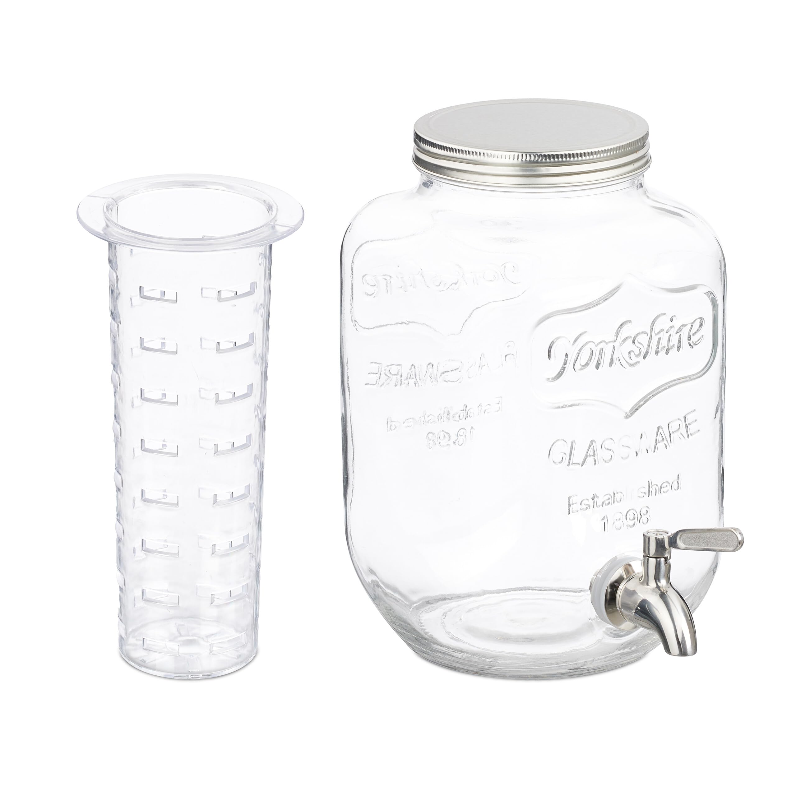 Relaxdays Dispenser in Vetro per Bevande, Erogatore con Rubinetto e Coperchio da 4 L, Distributore Acqua, Filtro Interno