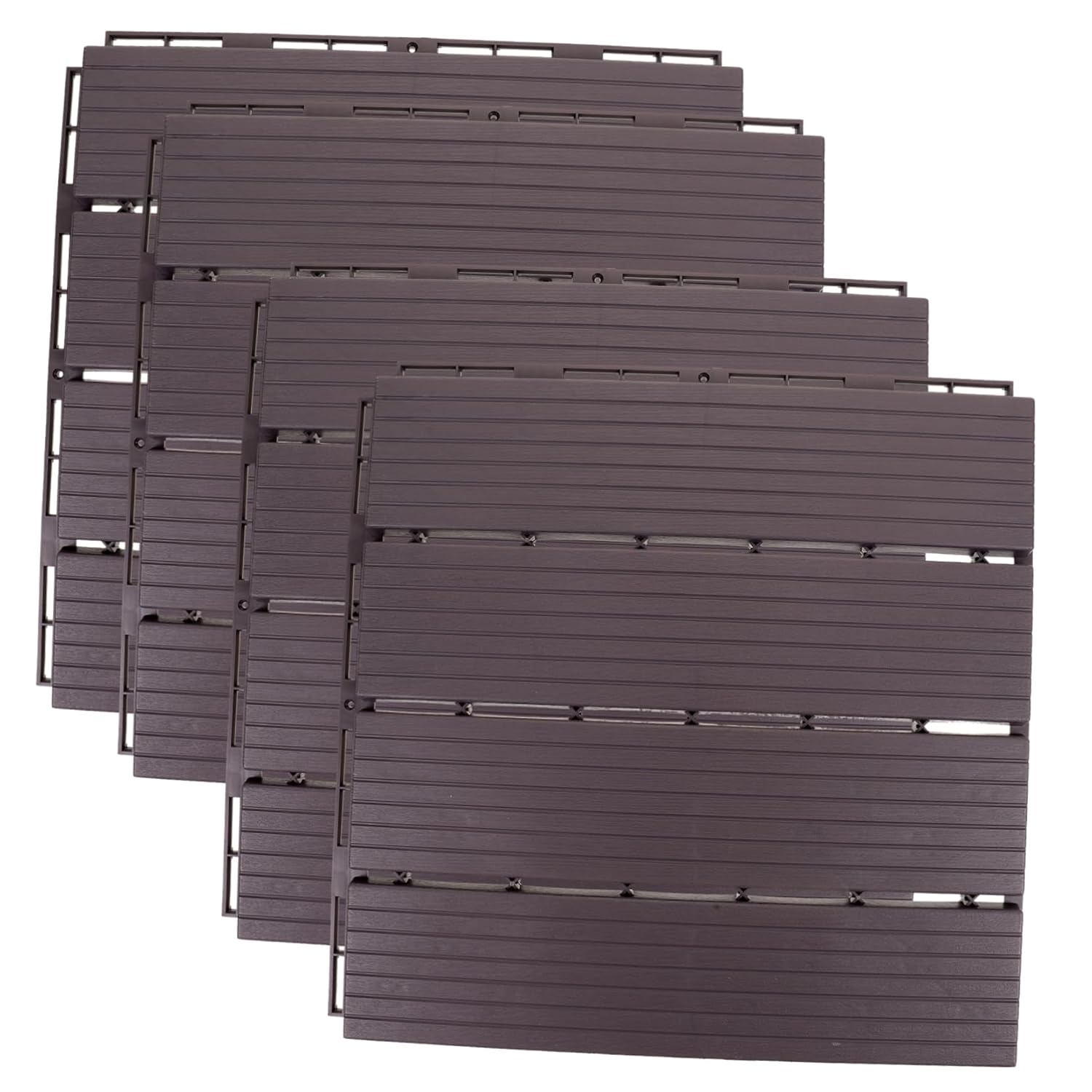 4pcs Interlocking Deck Tiles Easy Install Outdoor Flooring for Patios and Balconies Water-Resistant Design Quick Drainage