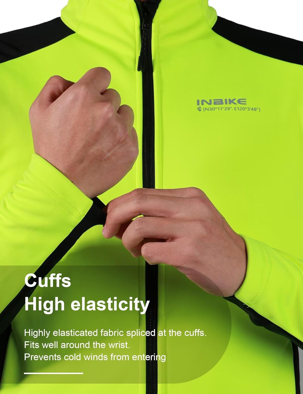 INBIKE Cycling Jackets for Men Women, Thermal Bike Jacket Windproof Breathable Reflective Softshell Windbreaker with Pocket - Image 6