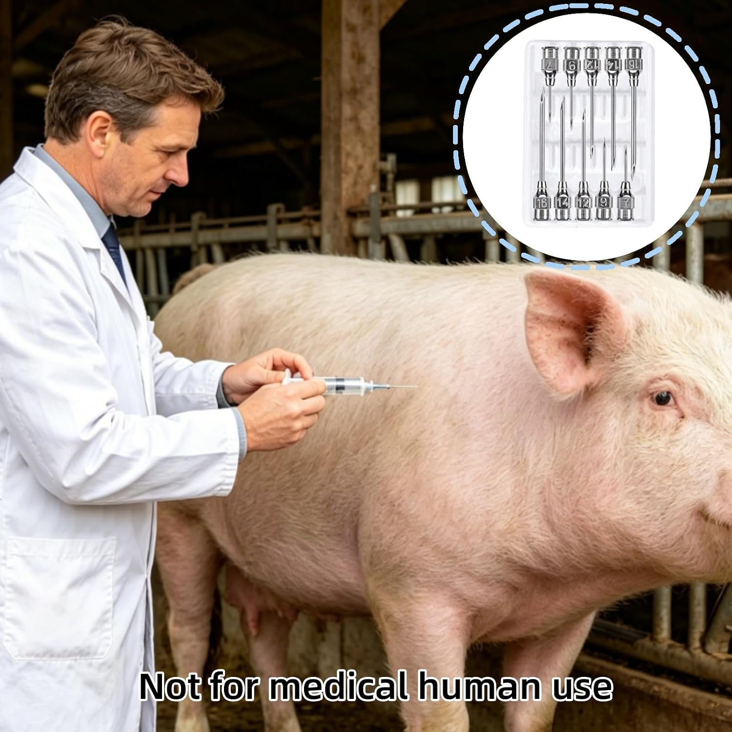 1Set Veterinary Needles Sterile Peptide Syringes Livestock Injection Devices for Poultry Needles for Chickens Geese Pigs Sheep Horses Pigeons Etc