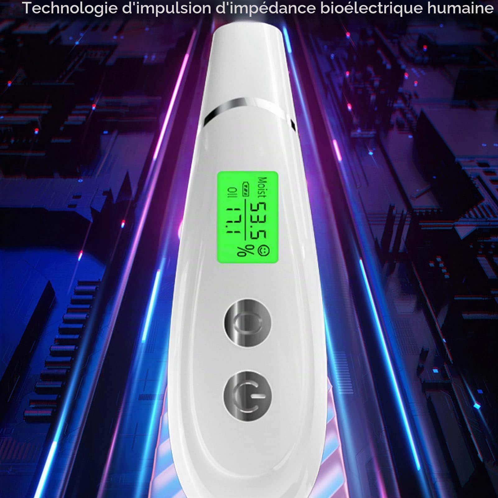 Analyseur de Peau Testeur d'Humidité Faciale Détecteur de Sécheresse Cutanée Mesureur d'Hydratation Blanc 150 caractères