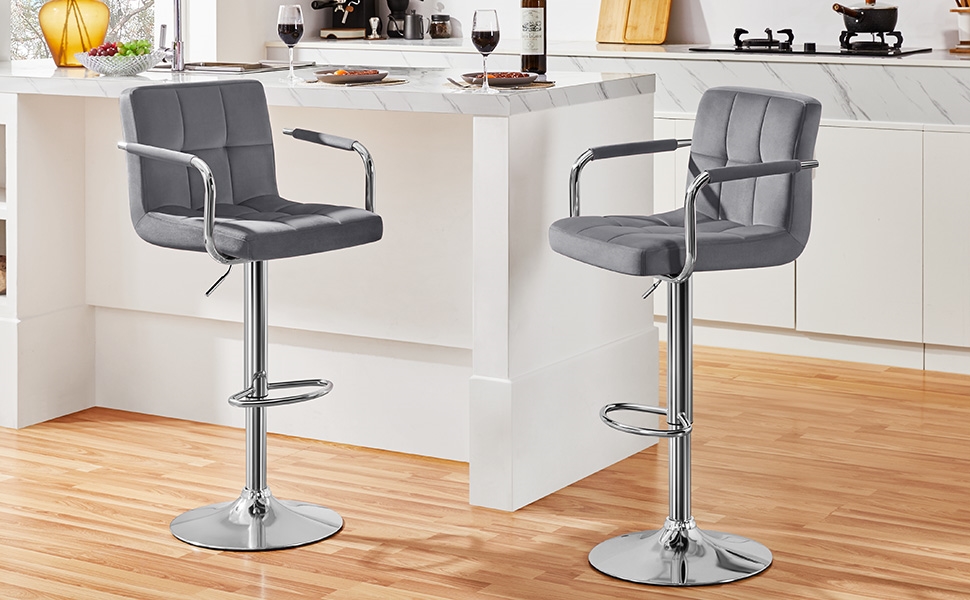 Amazon.com: Yaheetech Counter Height Bar Stools Set of 2 Velvet