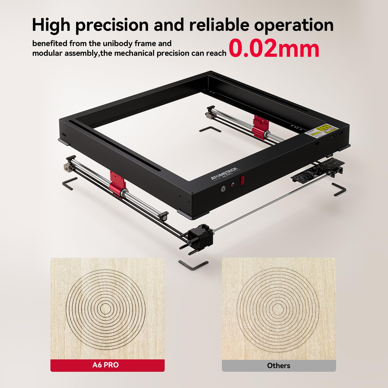 ATOMSTACK A6 Pro Machine à graver laser 6W, 90W effet laser découpeuse gravure laser pour bois, gravure laser ultra précise de 0,05 * 0,05mm et 600 mm/s rapide, aucune installation nécessaire