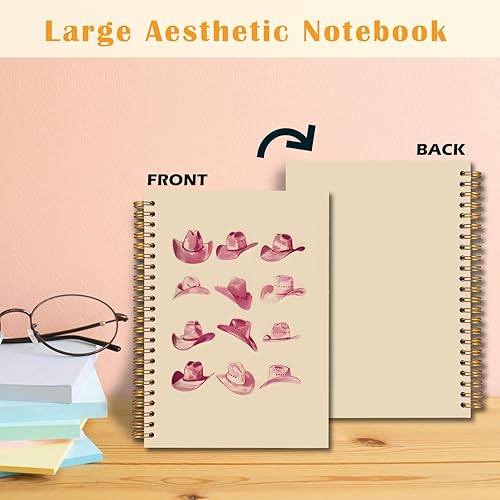 Miniatura 5 de JINYO Cuaderno rosa del oeste, diario retro de sombreros de vaquera, suministros de oficina occidental, regalos de vaquera para mujeres, diario