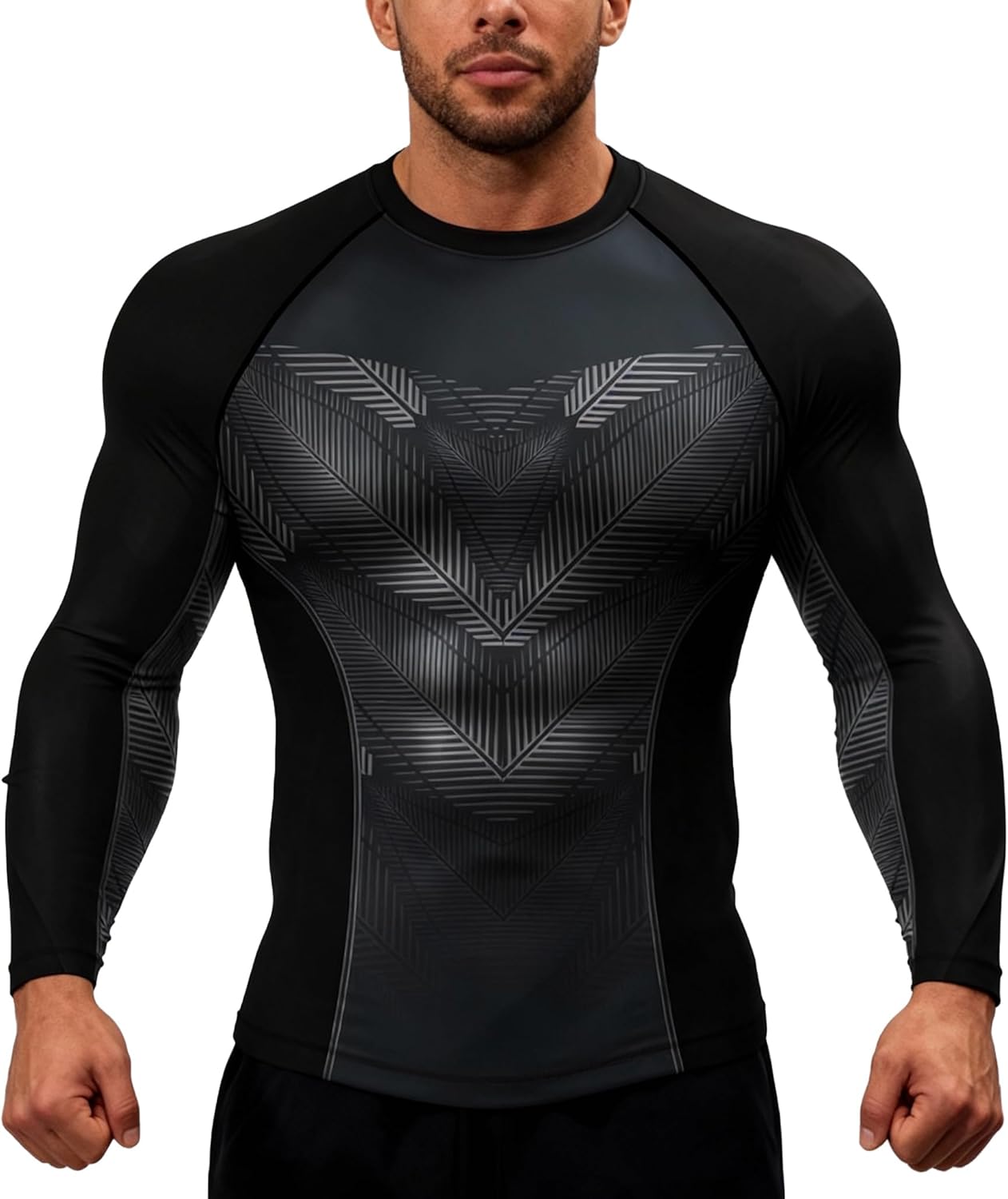 Red Plume Men’s Athletic Long Sleeve Compression Shirts/Men’s Cool Compression Top for Sports - Image 2