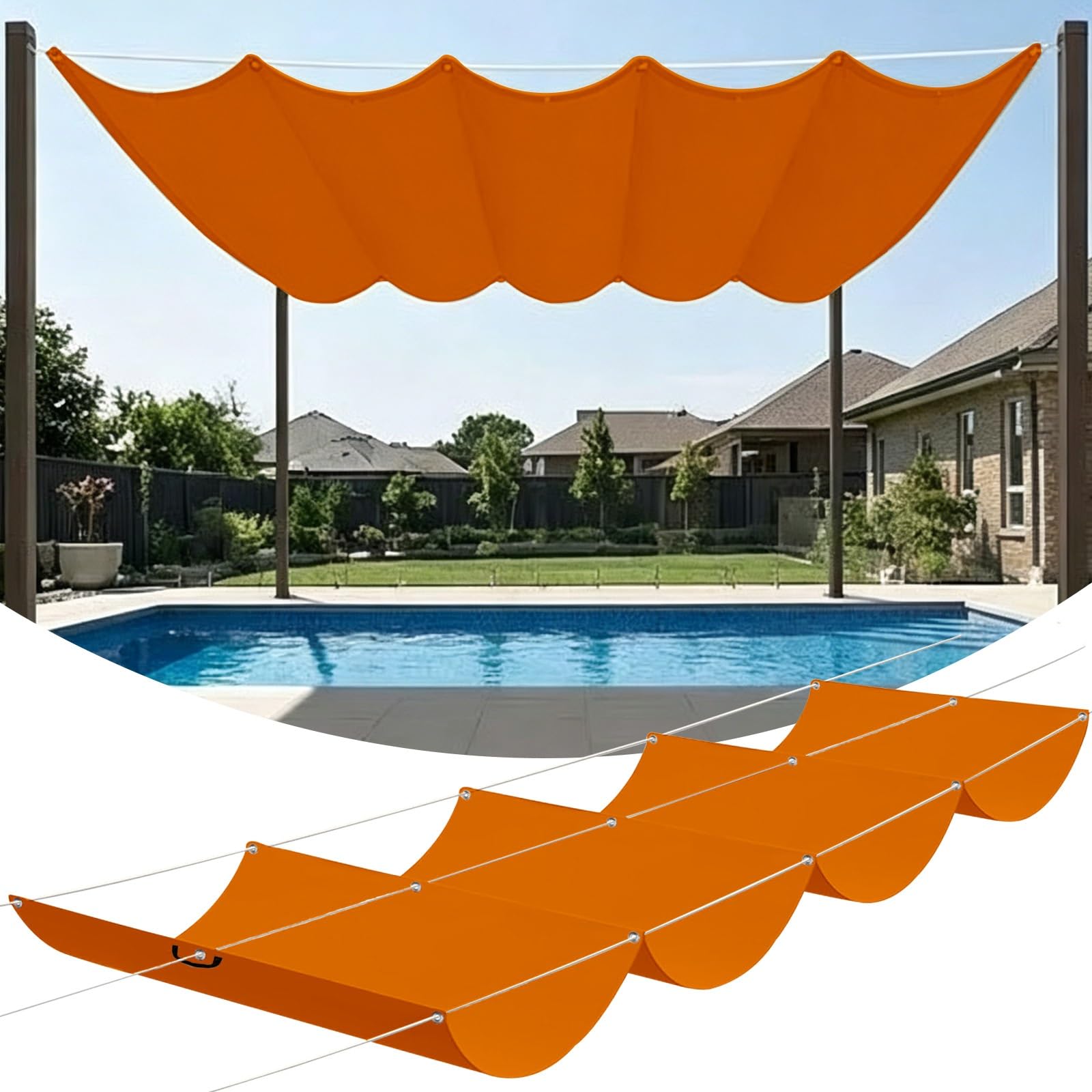 Voile d'ombrage vague rétractable orange 150x400 cm en polyester PES 180g pour jardin