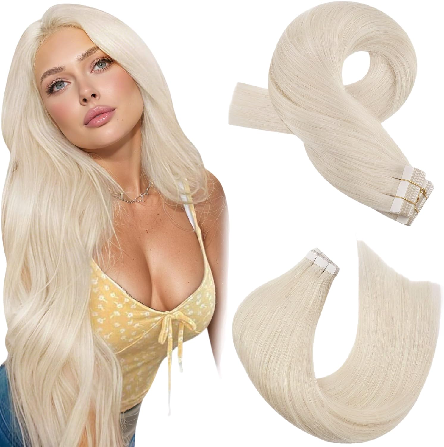 Moresoo Tape Hair Extensions Real Human Hair 18 Inch Jet Black Human Hair Extensions Tape in Black Remy Hair Straight Silky Soft for Women Natural Looking 20pcs/50g #1 — view 44