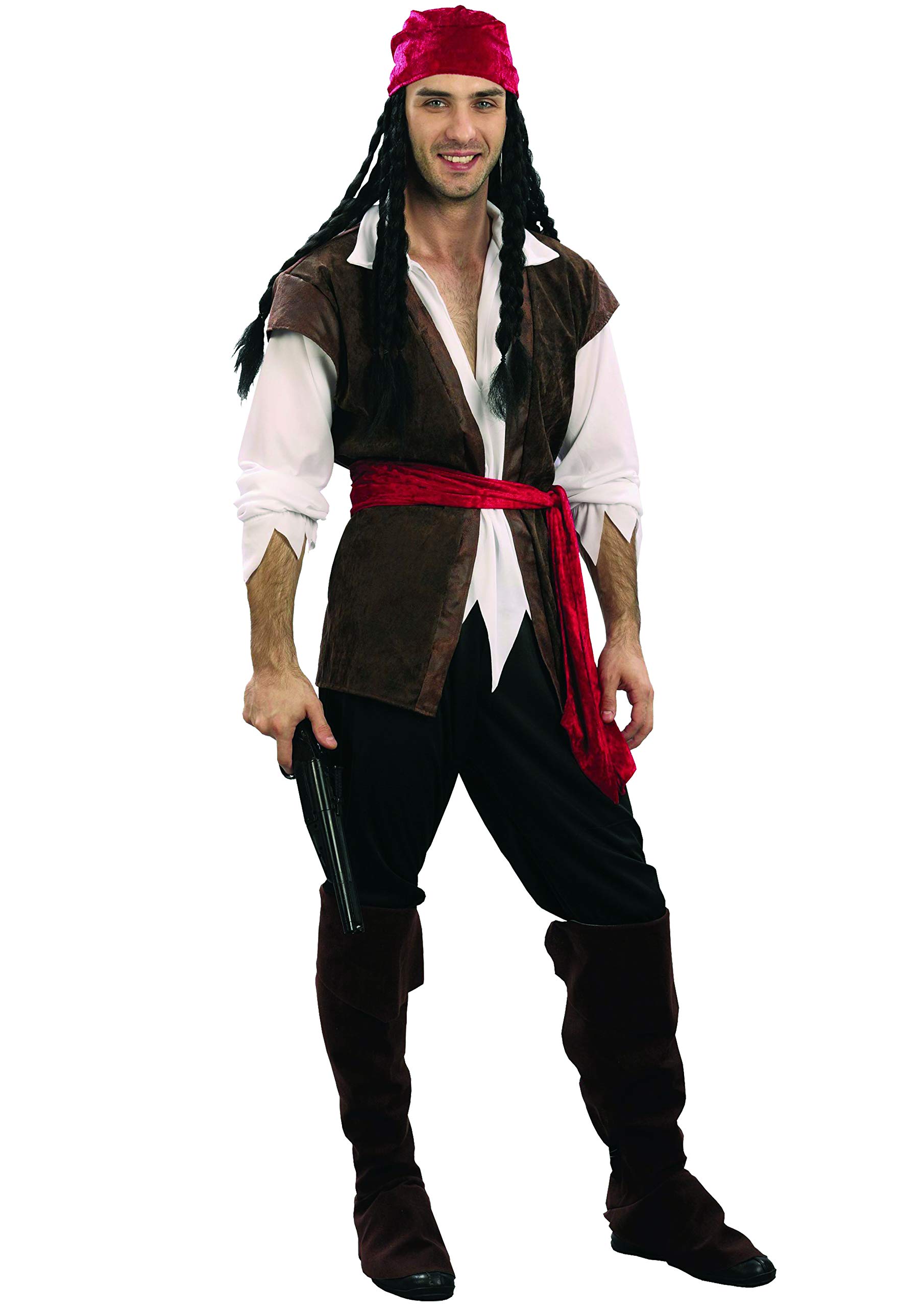 Ciao 16105-Pirate, Disguise Costume for Adults, Brown/White/Black/Red, Men, XL (52-54)