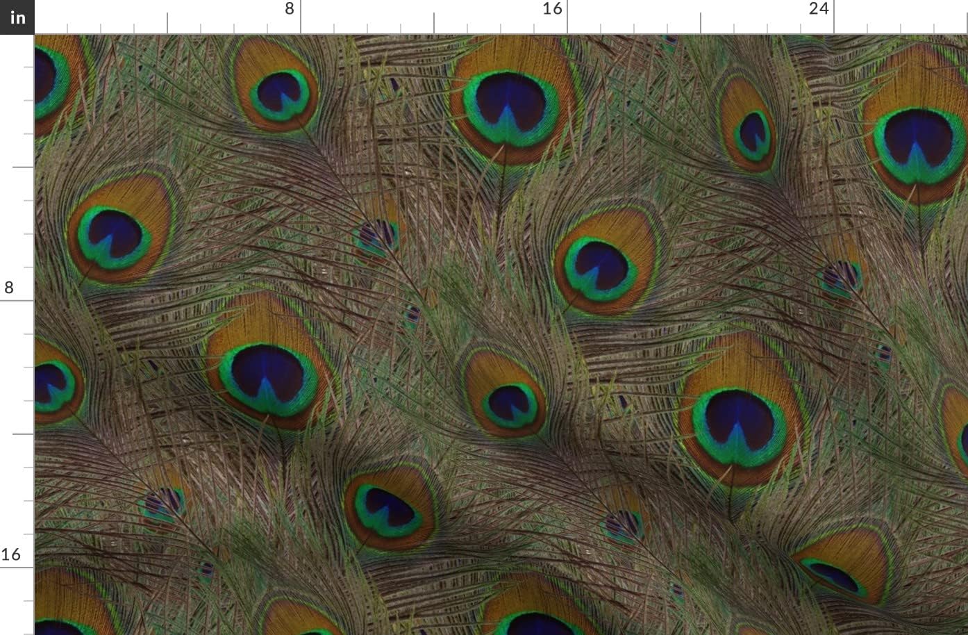Spoonflower Fabric - Great Peacock Peacocks Feathers Nature Feather Bird Printed on Denim Fabric by The Yard - Bottomweight Apparel Home Decor Upholstery
