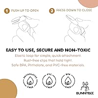 Vista 6 de BUNNYBEE Neutral Garden Friends - Juego de 6 clips para chupón para niños y niñas, elegante y práctico mordedores para bebés, baby shower