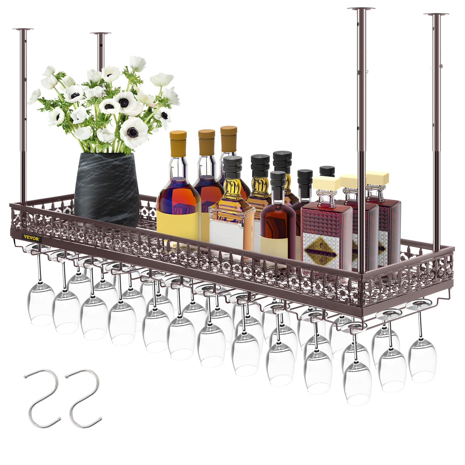 VEVOR Ceiling Wine Glass Rack, 46.9 x 13 inch