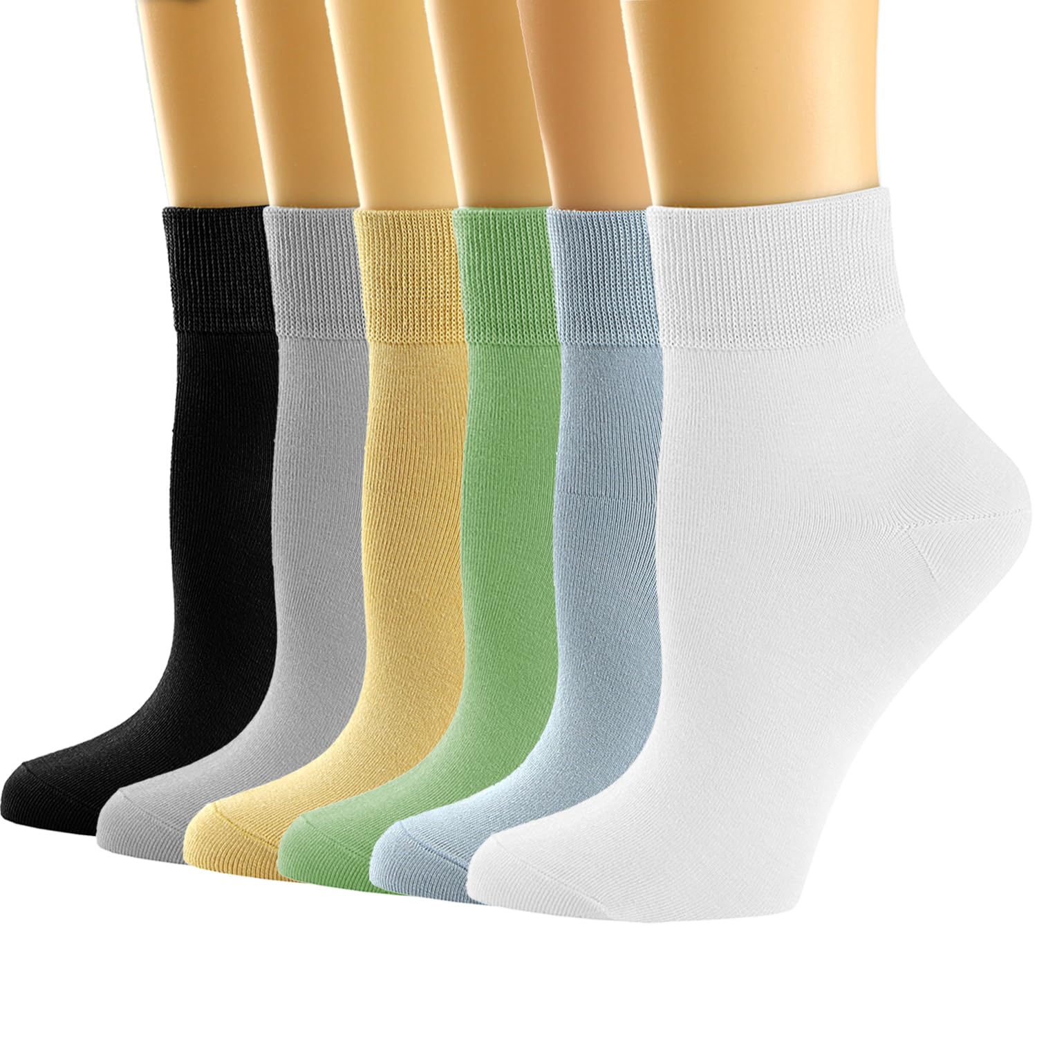 Mcool Mary Women's Ankle Socks - Casual Quarter Comfort Cool Thin Cotton Knit Low Cut Solid Color Crew, 6-Pair Pack