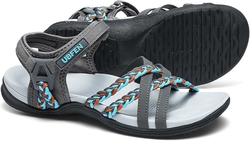 UBFEN Sandalias de senderismo para mujer Deporte cómodo al aire libre | Sandalias de agua ligeras, correas ajustables, soporte para el arco, ideales para uso durante todo el día, playa, vacaciones, camping, caminar