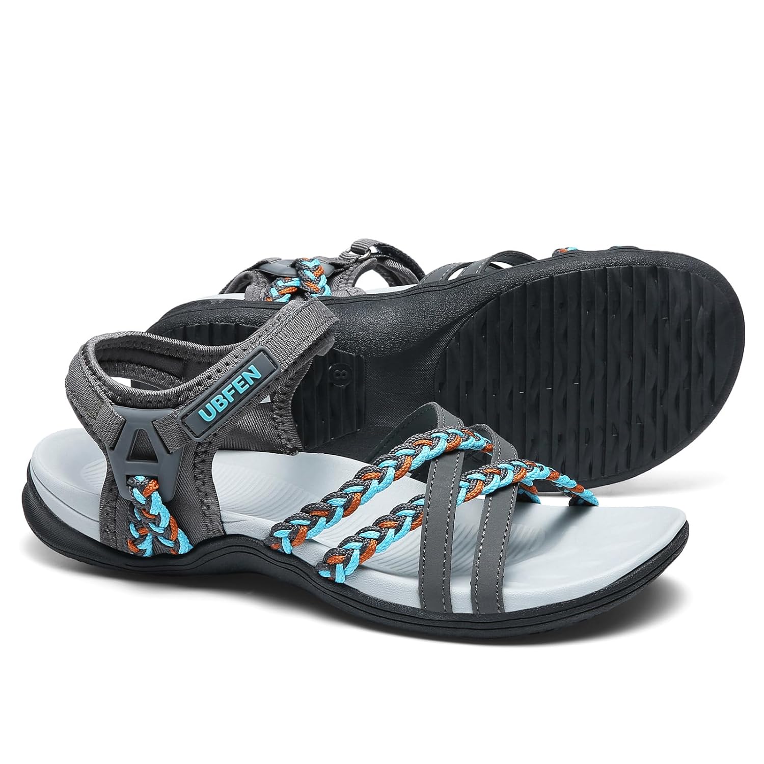 UBFEN Womens Hiking Comfort Sport Sandals Beach Vacation Camping Casual Sport Sandals with Adjustable Straps and Arch Support