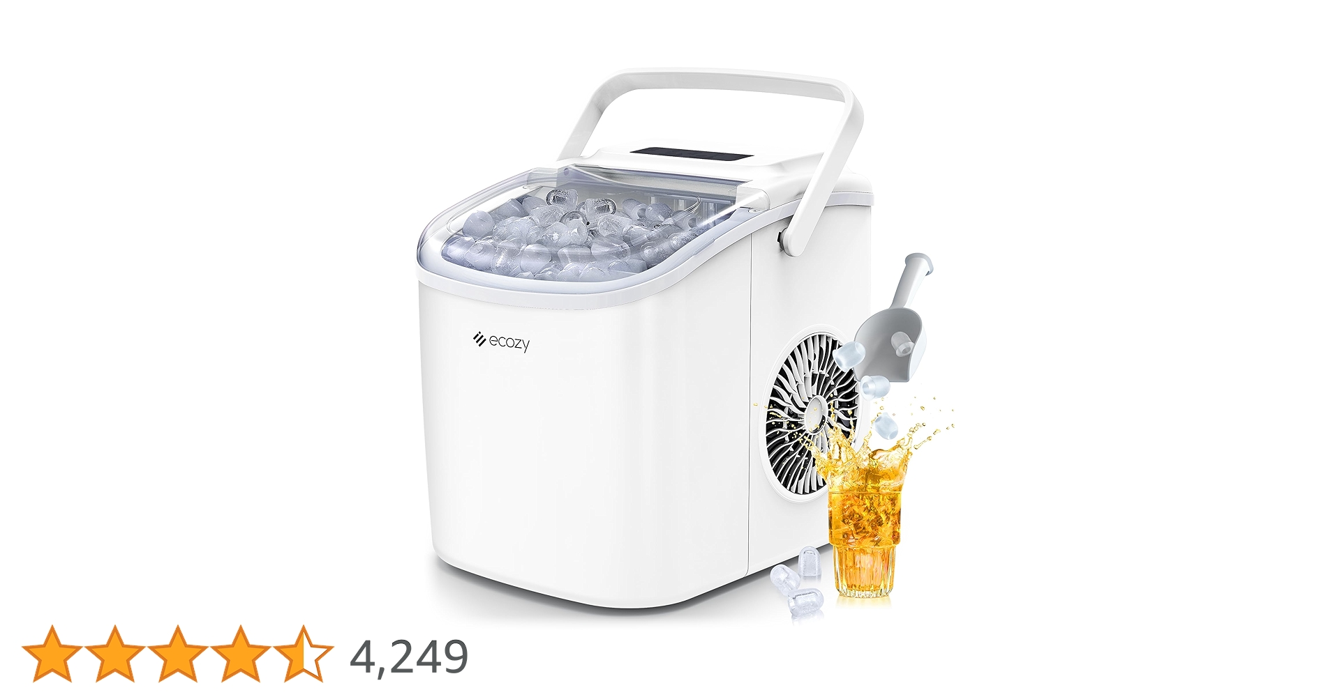 ecozy 製氷機 黒　家庭用製氷機　キャンプ　持ち運び可能 製氷機 家庭用 高速製氷機 最速6分 自動洗浄機能付き 2サイズの