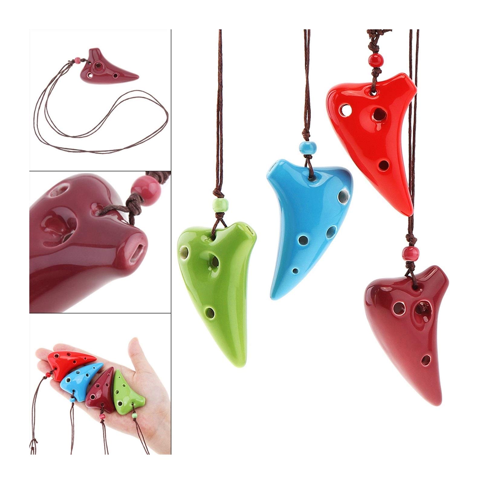 CXBDD Mini Portable 6 Holes Alto ToneC Necklace Ocarina Ceramic Black Pottery Flute Instrument with Hang Rope 4 Colors Optional (Color : Coffee)