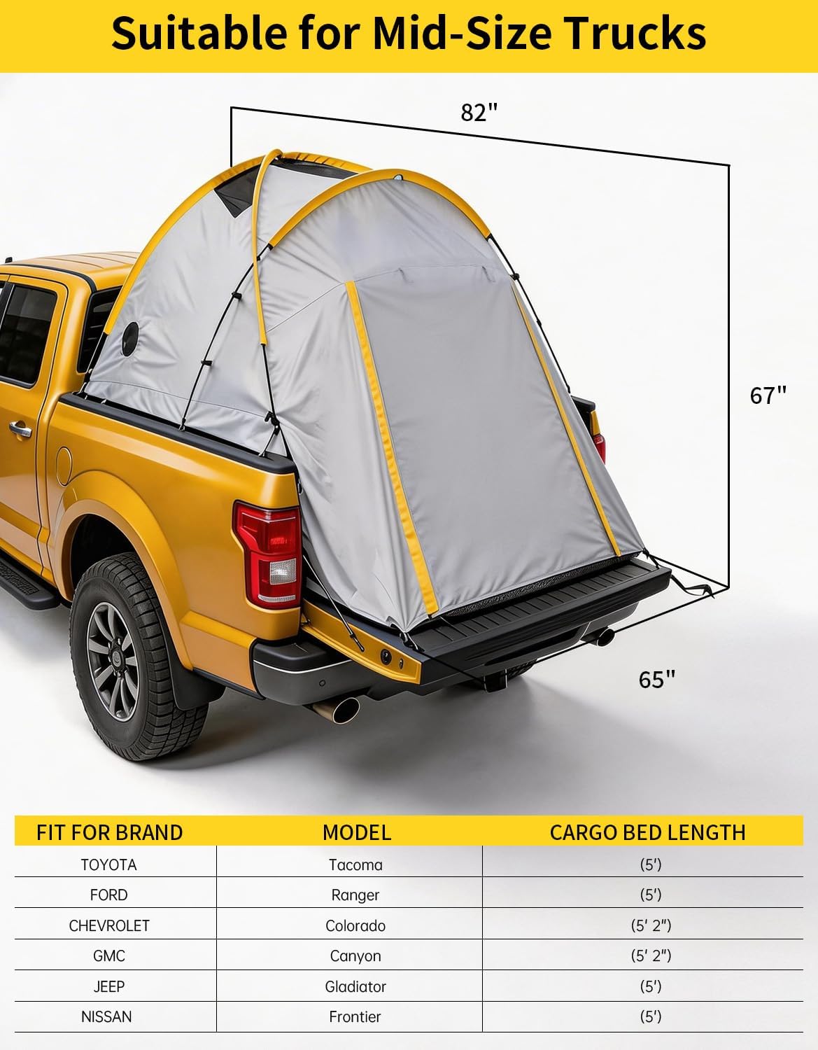 Wasserdichtes Truck-Bettzelt mit Markise – Doppelwandiges Oxford-Zelt für Pickup Ladefläche – Schneller Aufbau – UPF 50+ – Robuste Campinglösung für Outdoor, Roadtrip & Übernachtung