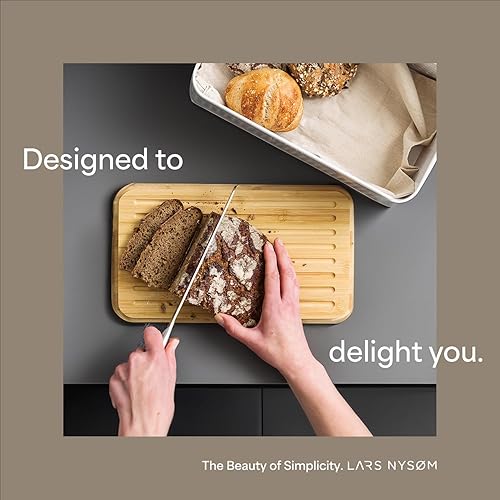 Miniatura 3 de LARS NYSØM Panera I Caja de pan de metal con bolsa de pan de lino para una frescura duradera I Caja de pan con tapa de bambú utilizable como tabla