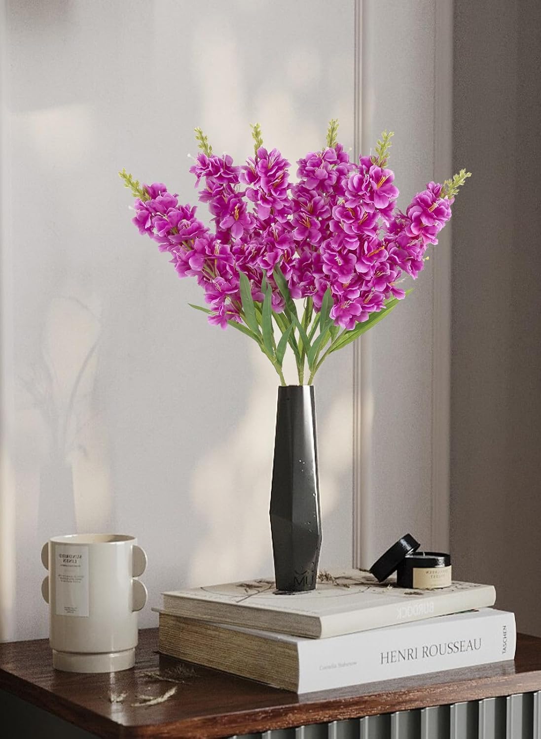 IPOPU 6PCS Delphinium Artificial Flowers 39" Realistic Faux Hyacinth Long Stem Delphinium Silk Flowers for Tall Vase Filling Wedding Centerpieces Home Decor (Purple) - Image 5