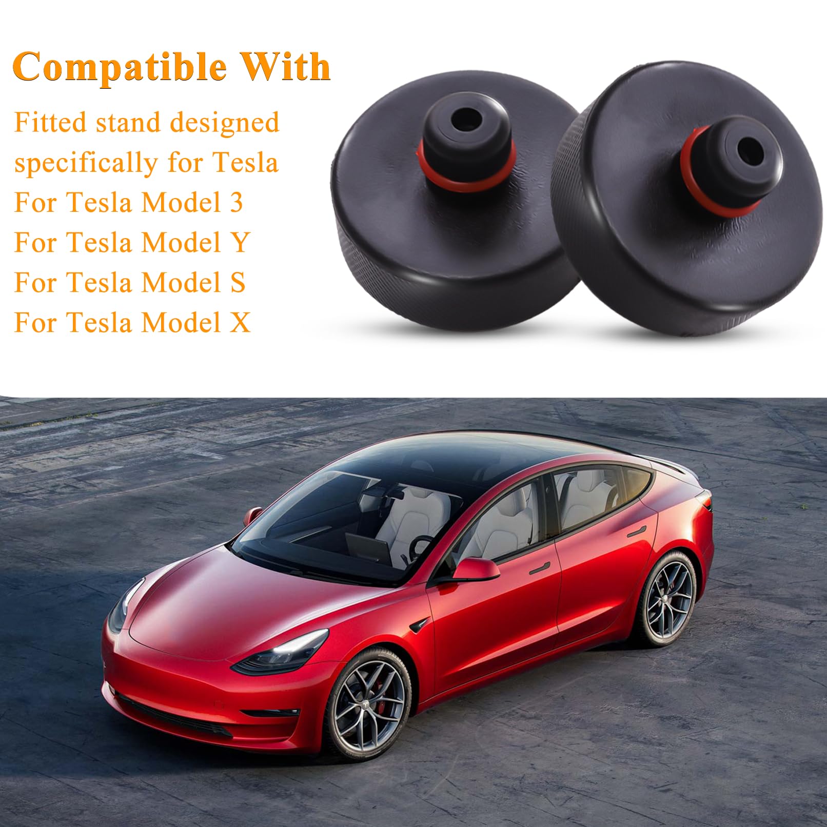 Tesla Model 3/S/X/Y Jack Pad Valet de Arandelas, Almohadilla de elevación de goma con maletín de almacenamiento con 4 arandelas, accesorios para vehículos Tesla (juego de 9)