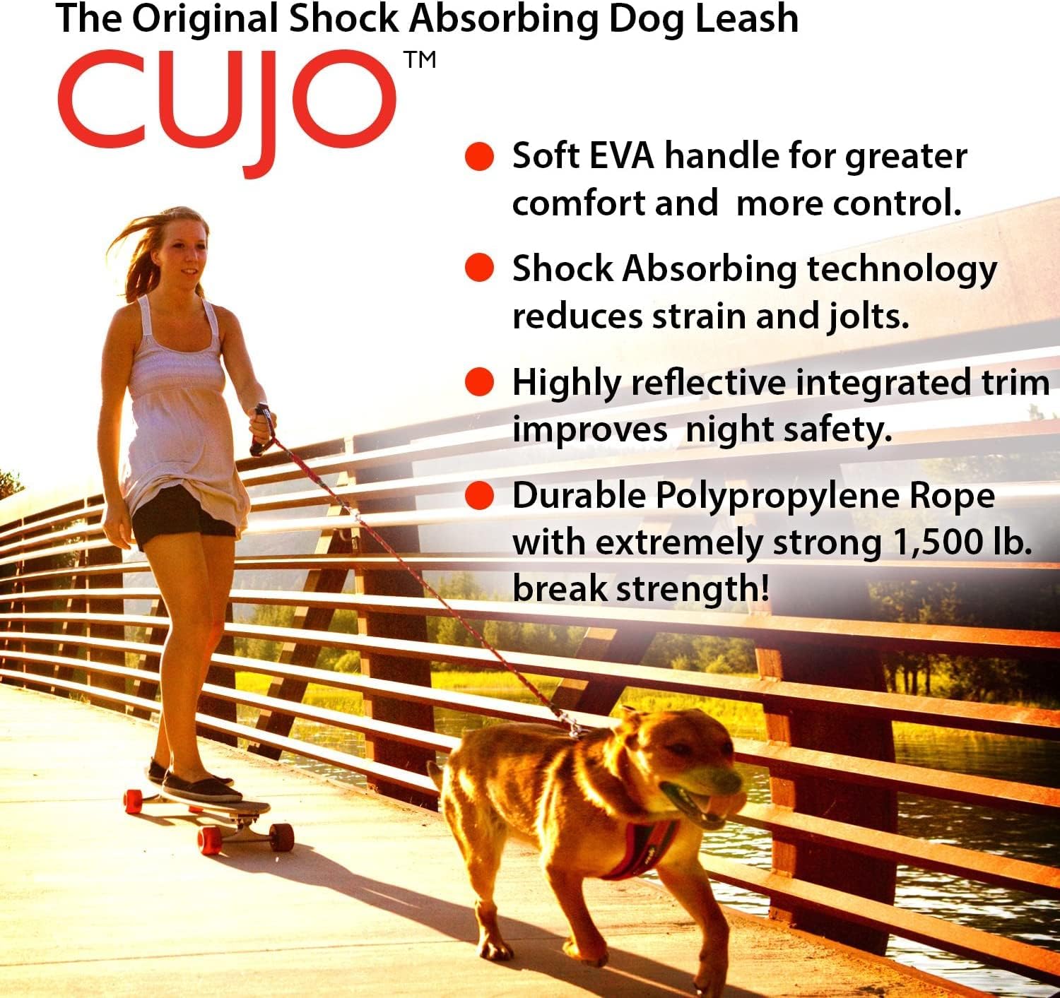 EzyDog Cujo Shock Absorbing Bungee Dog Leash - Best Dog Rope Training Lead - Reflective Trim for Nighttime Safety - Padded Pull Handle for Superior Comfort and Control (25", Red)